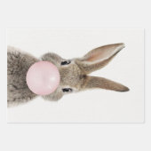 Kaninchen Pink Blubble Kaugummi Geschenkpapier Set (Vorderseite)