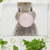 Kaninchen Pink Blubble Kaugummi Geschirrtuch (Gefaltet)