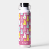 Kaninchen Pink Muster Wasser Flasche (Vorne)