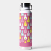 Kaninchen Pink Muster Wasser Flasche (Rückseite)