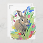 Kaninchen-Portrait 045 Postkarte (Vorne/Hinten)