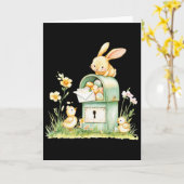 Kaninchen-Postfach liefert mit Eiern Karte (Gelbe Blume)