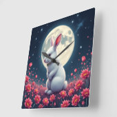 Kaninchen Quadratische Wanduhr (Winkel)