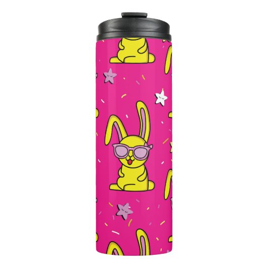 Kaninchen-Rave: Kids' Pattern Delight Thermosbecher (Vorderseite)