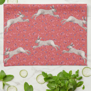 Kaninchen Red Floral Kittuch Geschirrtuch
