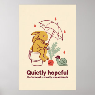 Kaninchen Regenschirm Karotte Risograph Poster