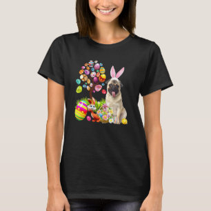 Kaninchen Reh Pug Hund Frohe Ostern Eier Baum T-Shirt