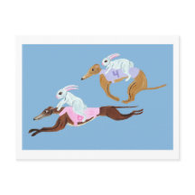 Kaninchen reiten auf Windhunden