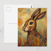 Kaninchen Retro Floral Collage Postkarte (Vorne/Hinten)