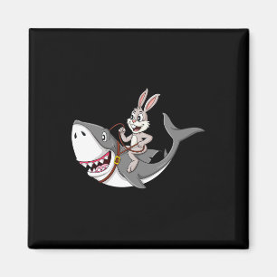 Kaninchen Riding Hai Ostern Spaß Jungen Mädchen Ki Magnet