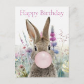 Kaninchen Rosa Gummi Glücklicher Geburtstag Postkarte (Vorderseite)