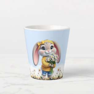 Kaninchen rosa Ohren weiße Gänseblümchen Milchtasse