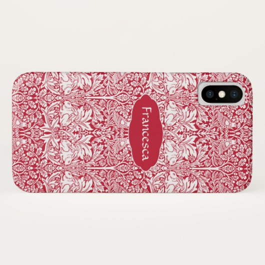 Kaninchen-rotes Muster Morris personalisiertes Case-Mate iPhone Hülle (Rückseite (Horizontal))