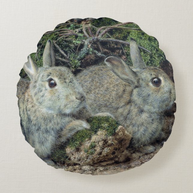 Kaninchen Rundes Kissen (Vorderseite)
