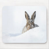 Kaninchen schaut über eine Schneeverwehung Mousepad (Vorne)