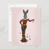 Kaninchen-Schmetterlingskleid 2 Postkarte (Vorne/Hinten)