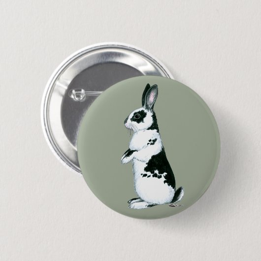 Kaninchen: Schwarz und Weiß Button (Vorne & Hinten)