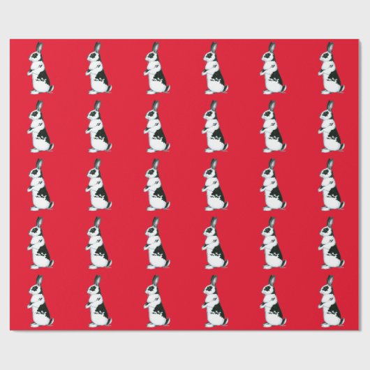 Kaninchen:Schwarz und Weiß Geschenkpapier (Flach)