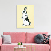 Kaninchen: Schwarz und Weiß Leinwanddruck (Insitu (Wohnzimmer))