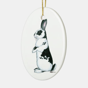 Kaninchen:  Schwarzweiss Keramikornament