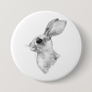 Kaninchen. Schwarzweißfarbe Button