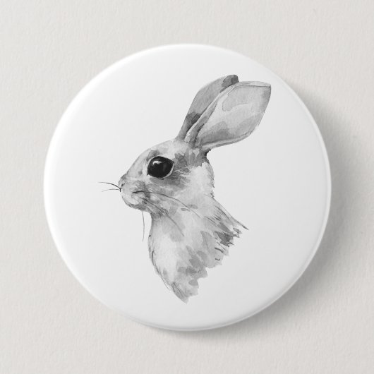 Kaninchen. Schwarzweißfarbe Button (Vorderseite)