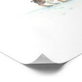 Kaninchen sitzen und im Schnee springen Poster (Ecke)