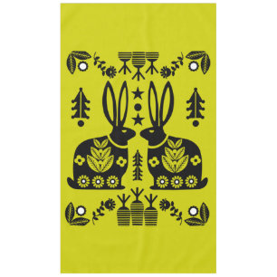 Kaninchen Skandinavische Folklorekunst Tischdecke