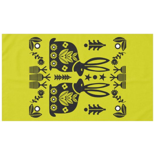 Kaninchen Skandinavische Folklorekunst Tischdecke (Vorderseite (Horizontal))