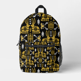 Kaninchen Skandinavische Volkskunst Bedruckter Rucksack