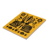 Kaninchen Skandinavische Volkskunst Fliese (Seite)