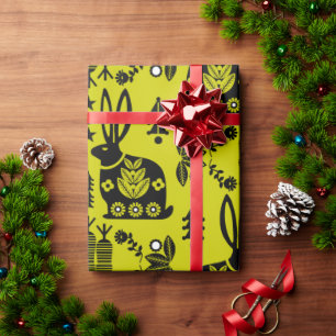 Kaninchen Skandinavische Volkskunst Geschenkpapier