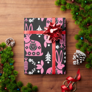 Kaninchen Skandinavische Volkskunst Geschenkpapier