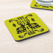 Kaninchen Skandinavische Volkskunst Getränkeuntersetzer (Linke Seite)