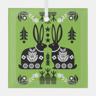 Kaninchen Skandinavische Volkskunst Ornament Aus Glas