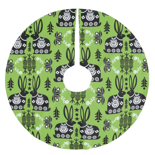 Kaninchen Skandinavische Volkskunst Polyester Weihnachtsbaumdecke (Vorderseite)