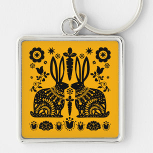 Kaninchen Skandinavische Volkskunst Schlüsselanhänger