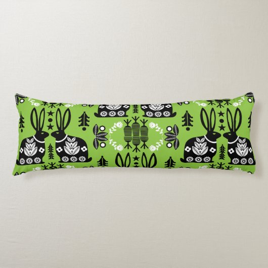 Kaninchen Skandinavische Volkskunst Seitenschläferkissen (Vorderseite)