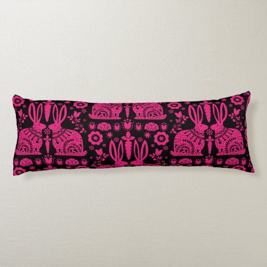 Kaninchen Skandinavische Volkskunst Seitenschläferkissen (Rückseite)