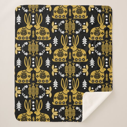 Kaninchen Skandinavische Volkskunst Sherpadecke (Vorderseite)