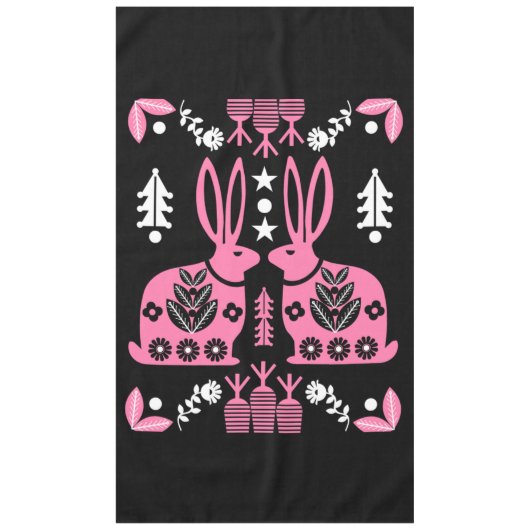 Kaninchen Skandinavische Volkskunst Tischdecke (Vorderseite)