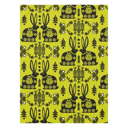 Kaninchen Skandinavische Volkskunst Tischdecke (Vorderseite)