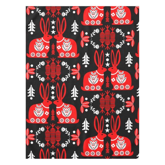 Kaninchen Skandinavische Volkskunst Tischdecke (Vorderseite)