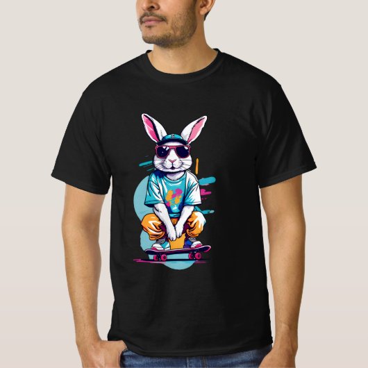 Kaninchen-Skate T-Shirt (Vorderseite)