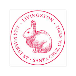 Kaninchen-Sketch Runde Familienname und Rücksendea Permastempel