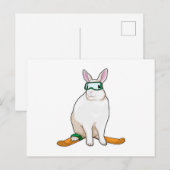 Kaninchen Skifahrer Ski Postkarte (Vorne/Hinten)