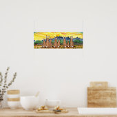 Kaninchen Sonnenaufgang über Berge Sonniges Gelbes Poster (Küche)