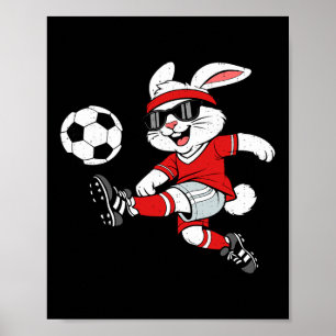 Kaninchen spielt Fußball Hase Frohe Ostern Sport M Poster
