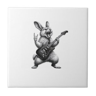 Kaninchen spielt Gitarre Rockstar Kaninchenliebhab Fliese