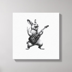 Kaninchen spielt Gitarre Rockstar Kaninchenliebhab Leinwanddruck